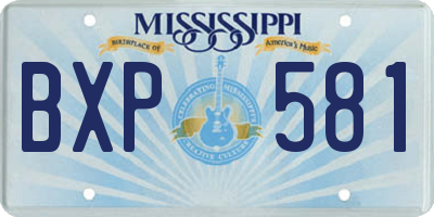 MS license plate BXP581