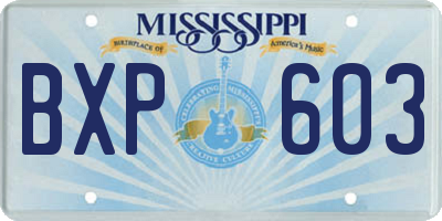 MS license plate BXP603