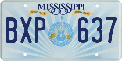 MS license plate BXP637