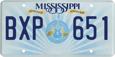 MS license plate BXP651