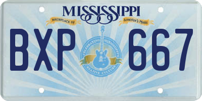 MS license plate BXP667