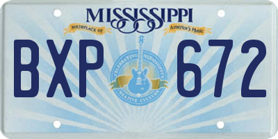 MS license plate BXP672