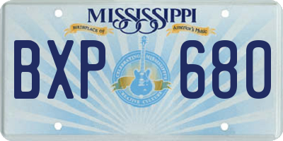 MS license plate BXP680