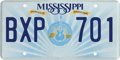 MS license plate BXP701