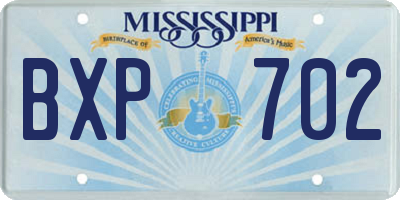 MS license plate BXP702