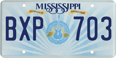 MS license plate BXP703