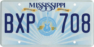 MS license plate BXP708