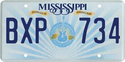 MS license plate BXP734