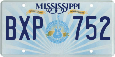 MS license plate BXP752