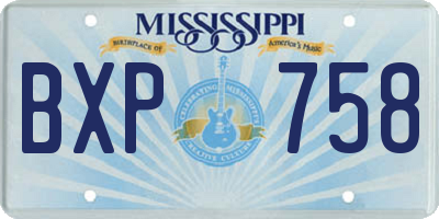 MS license plate BXP758