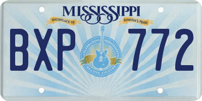 MS license plate BXP772