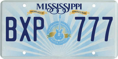 MS license plate BXP777