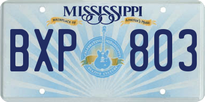 MS license plate BXP803