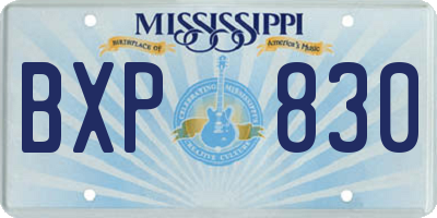 MS license plate BXP830