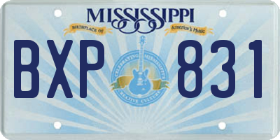 MS license plate BXP831