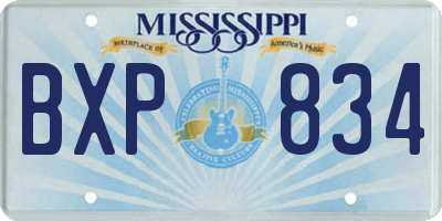 MS license plate BXP834