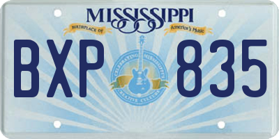 MS license plate BXP835