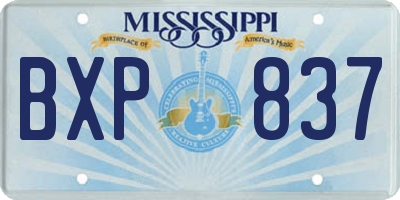 MS license plate BXP837