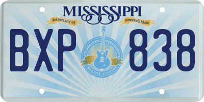 MS license plate BXP838
