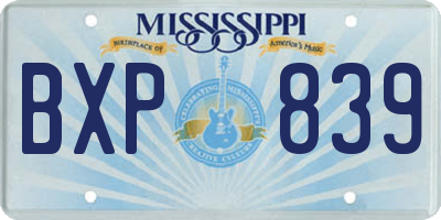 MS license plate BXP839