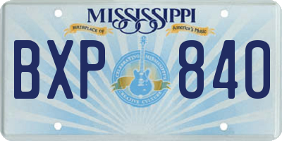 MS license plate BXP840