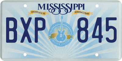 MS license plate BXP845