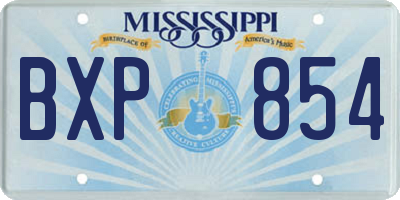 MS license plate BXP854