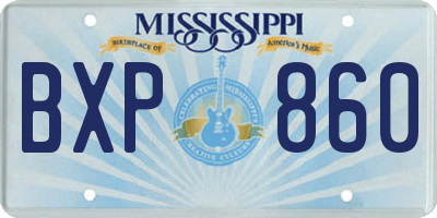 MS license plate BXP860