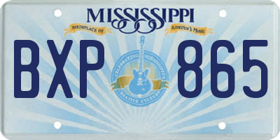 MS license plate BXP865