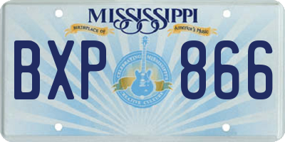 MS license plate BXP866