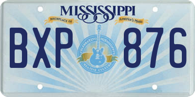 MS license plate BXP876