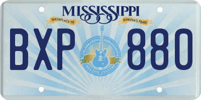 MS license plate BXP880