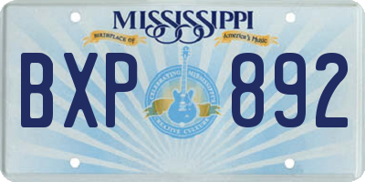 MS license plate BXP892