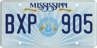 MS license plate BXP905