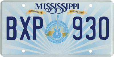 MS license plate BXP930