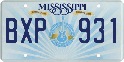 MS license plate BXP931