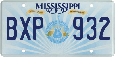 MS license plate BXP932