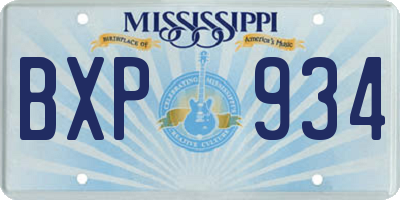 MS license plate BXP934