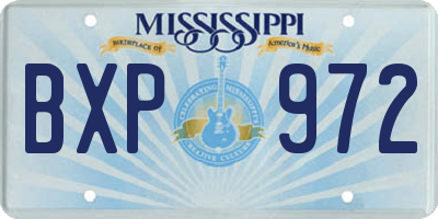 MS license plate BXP972