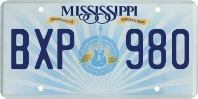 MS license plate BXP980