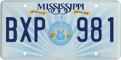 MS license plate BXP981