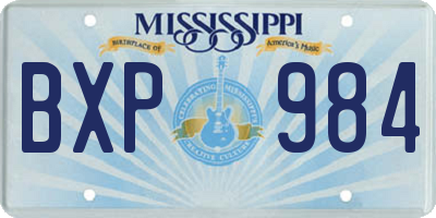 MS license plate BXP984
