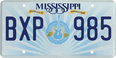 MS license plate BXP985