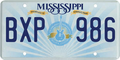 MS license plate BXP986