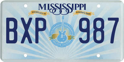 MS license plate BXP987