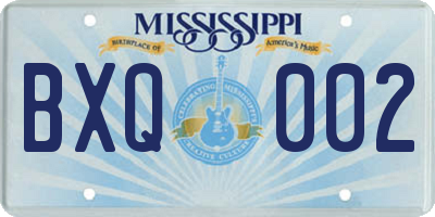 MS license plate BXQ002