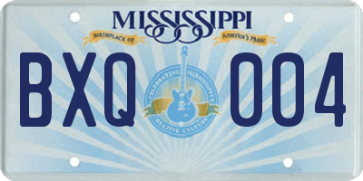MS license plate BXQ004