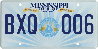 MS license plate BXQ006