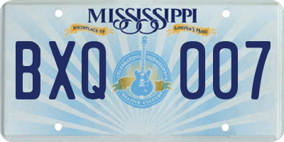 MS license plate BXQ007
