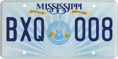 MS license plate BXQ008